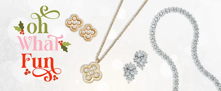 Bracelet and earrings layed out flat